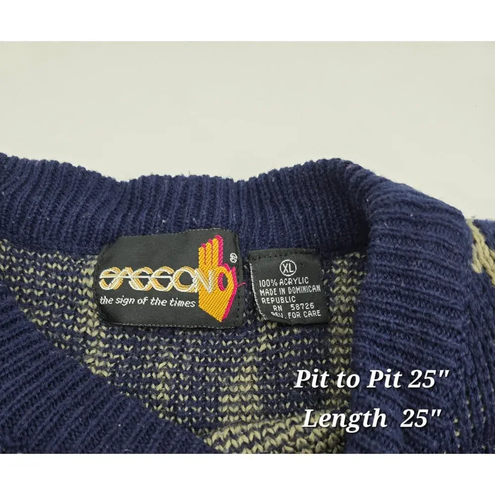 Vintage Sasson Retro Grunge Abstract Knit Sweater (XL)